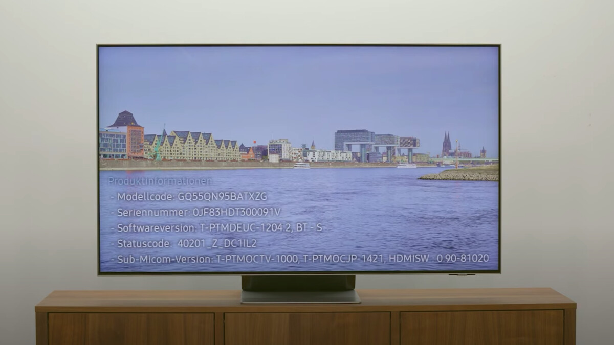 Product information for the Samsung TV