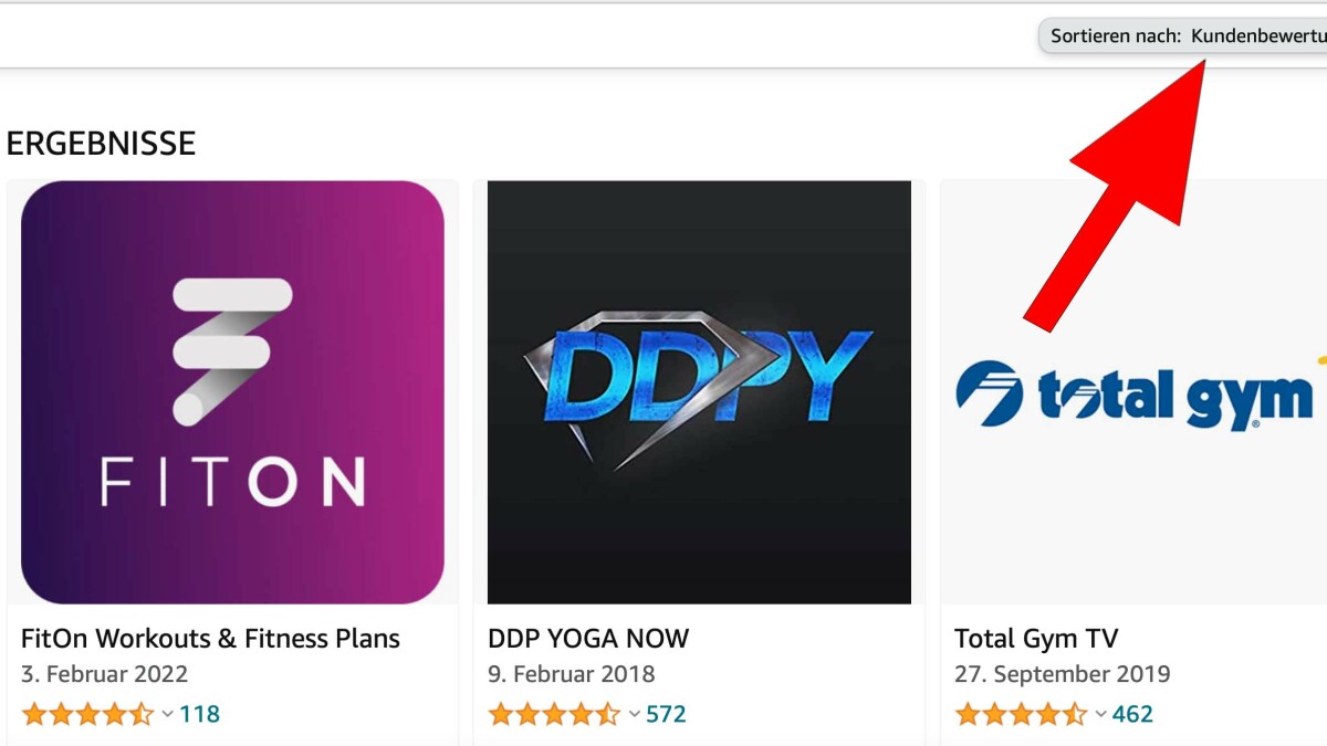 If you search the range of fitness apps on Amazon in your browser, it's best to sort the results by customer ratings.