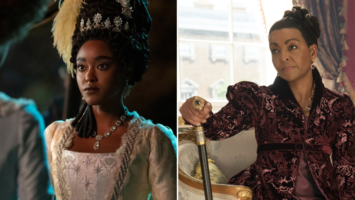 "Queen Charlotte: A Bridgerton Story": Lady Danbury played by Arsema Thomas and Adjoa Andoh