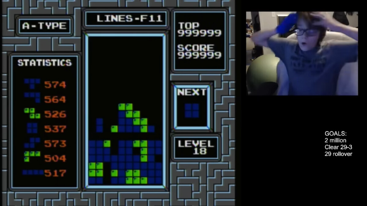 Screenshot from Tetris.Video: The First Time Somebody Has Ever "Beat" Tetris.