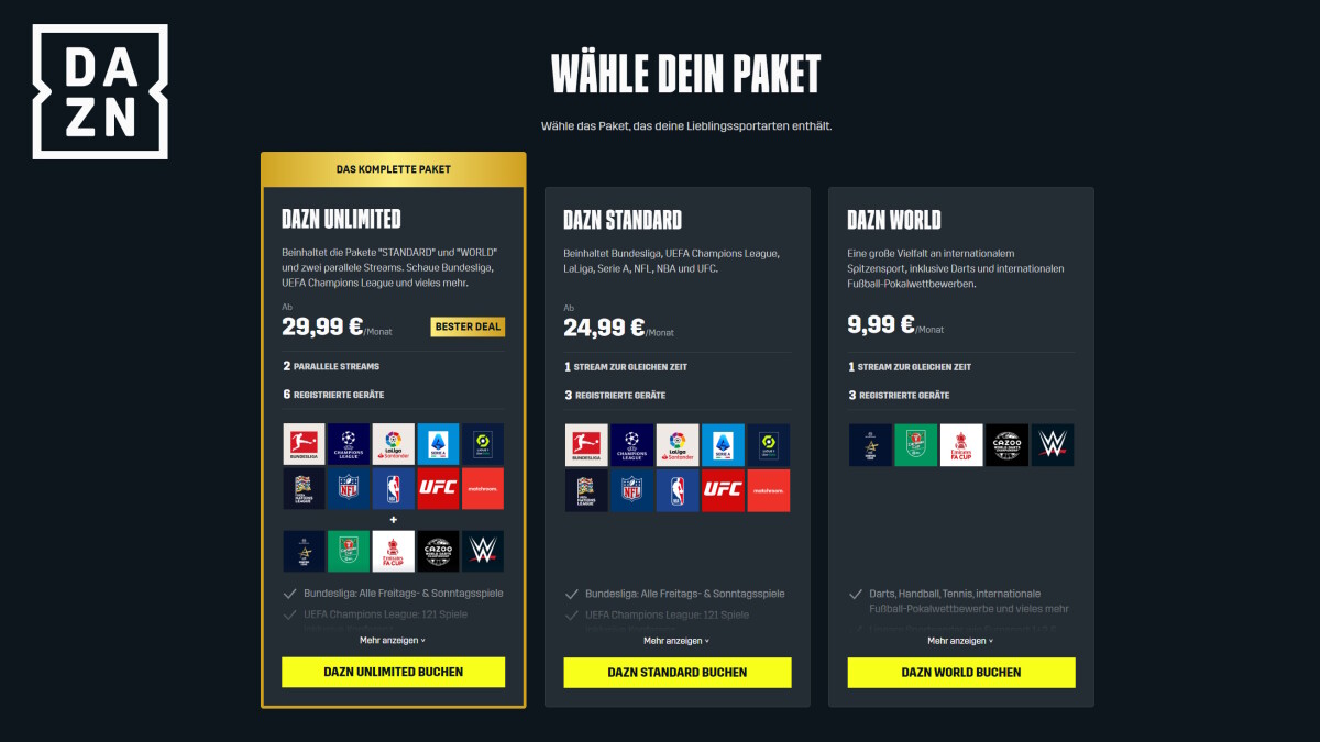 DAZN Kosten 2023 Abos, Pakete und Angebote im Überblick NETZWELT