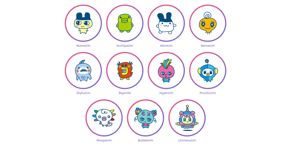Tamagotchi Uni features numerous different characters.