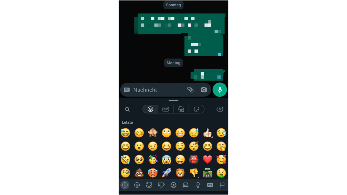 Bone of contention the new selection menu for emojis on WhatsApp.