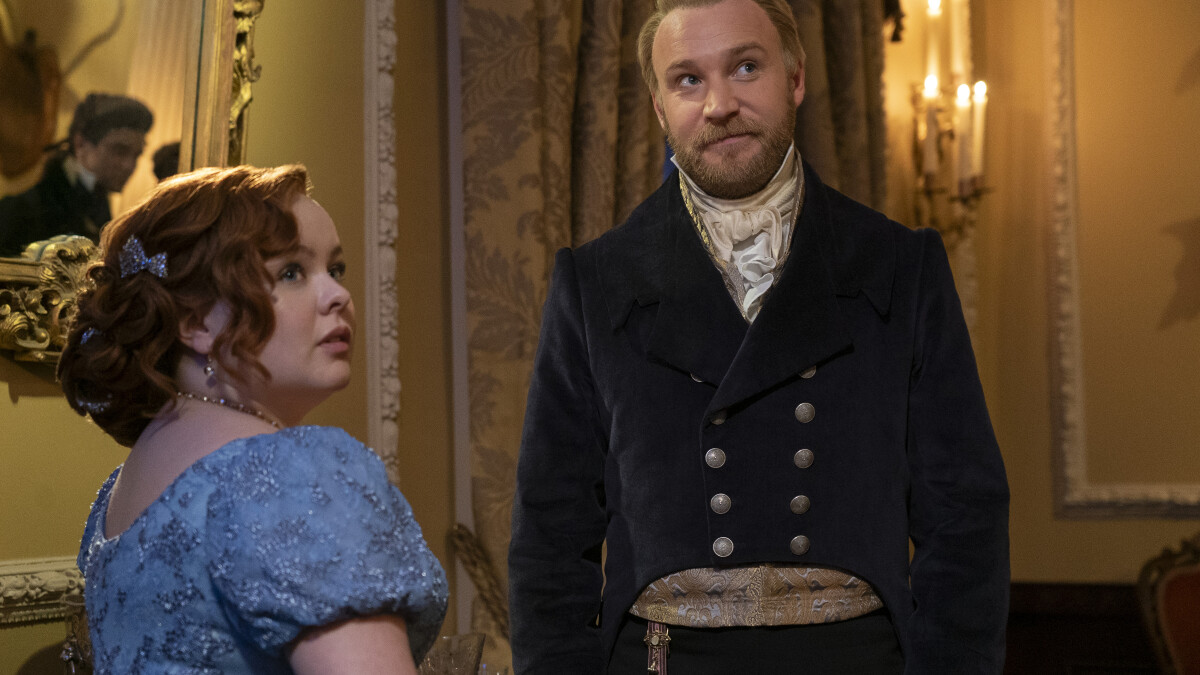 Bridgerton Staffel 3: Nicola Coughlan als Penelope Featherington und Sam Phillips als Lord Debling