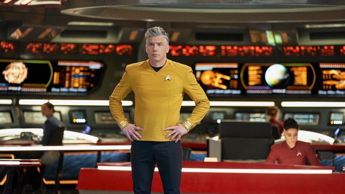 Star Trek Strange New Worlds: Captain Christopher Pike (Anson Mount) leads the Starship Enterprise.