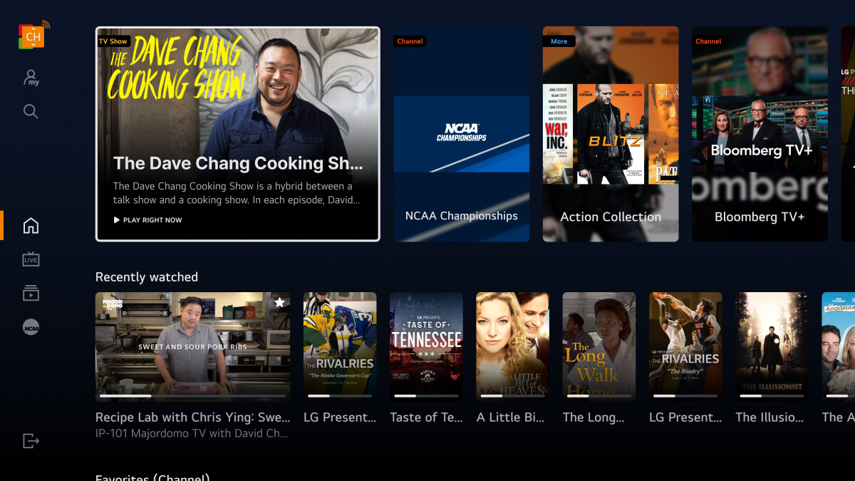 Die LG Channels bieten kostenloses Streamen von Inhalten wie Thể Thao, Nachrichten und Kochsendungen.