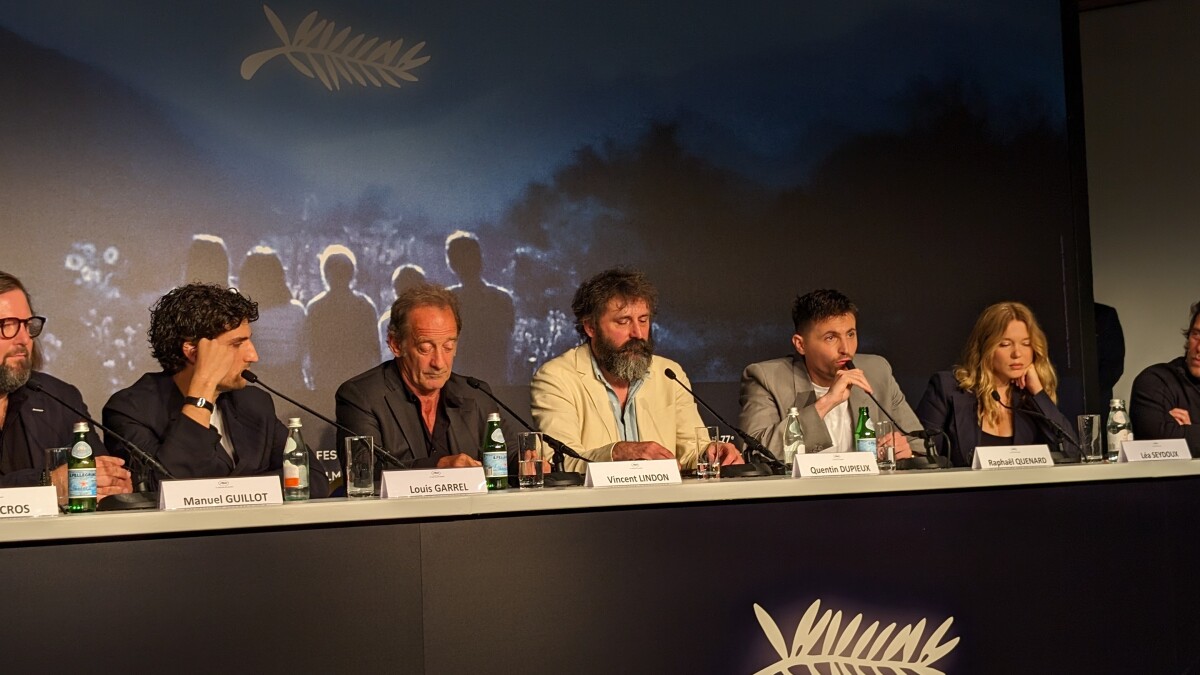 Cannes-Pressekonferenz: "The Second Act" mit Regisseur Quentin Dupieux, Schauspielerin Léa Seydoux und Schauspieler Louis Garrel
