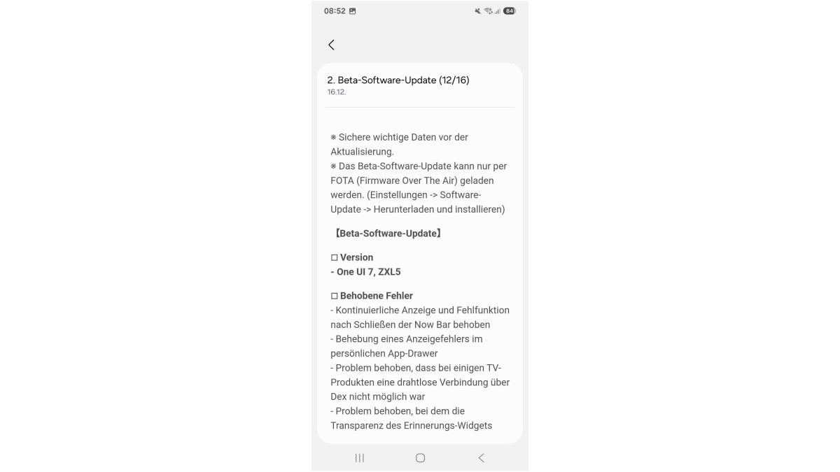 Ein Blick in die Samsung Members App verrät: Bei dem Update handelt es sich um die 2. One UI 7.0 Beta.