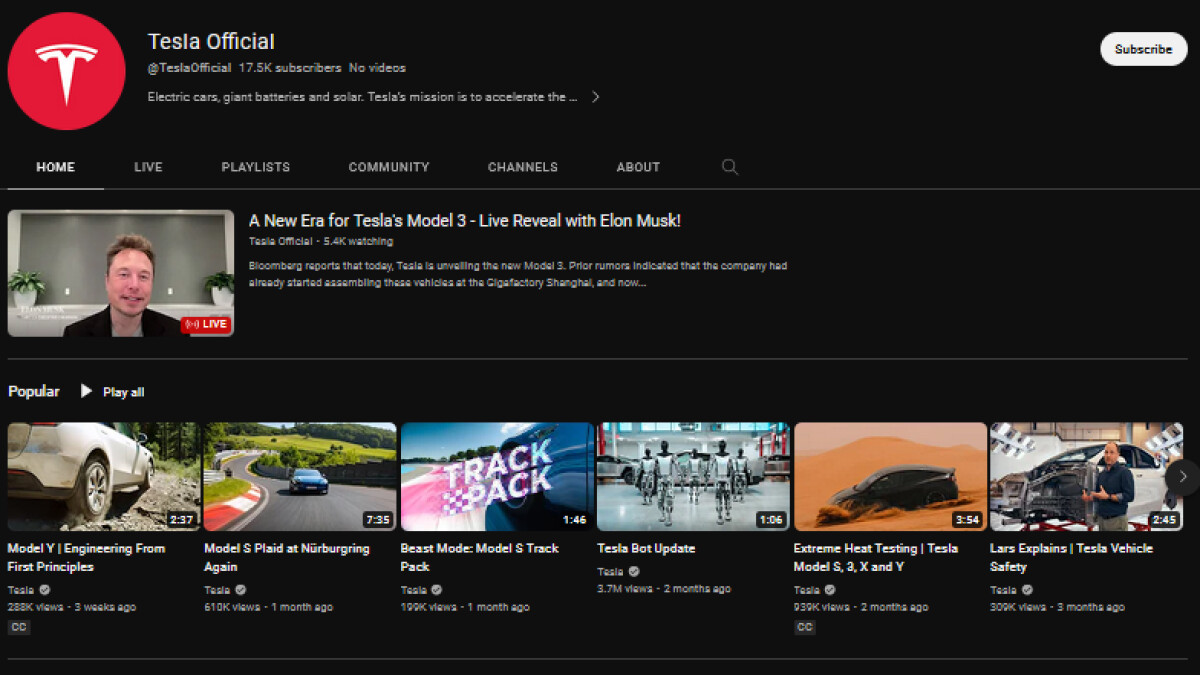 Voici à quoi peut ressembler une chaîne YouTube piratée.