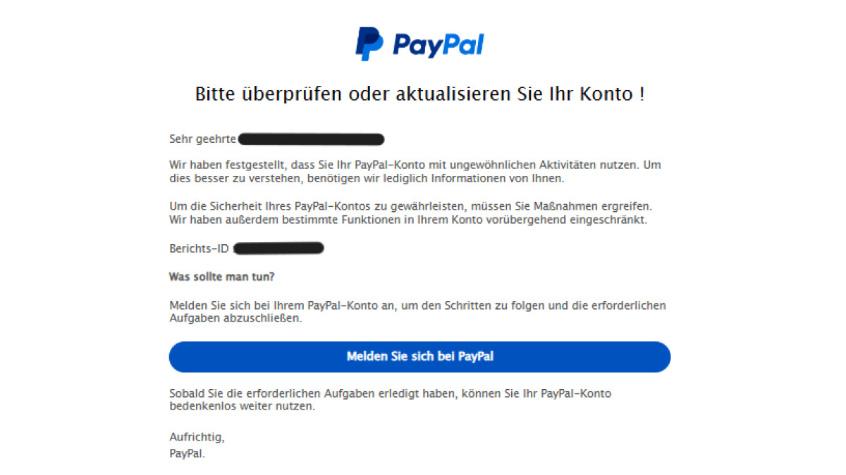 Ungewöhnliche Aktivität bei PayPal Dieser Mail solltet ihr nicht trauen NETZWELT
