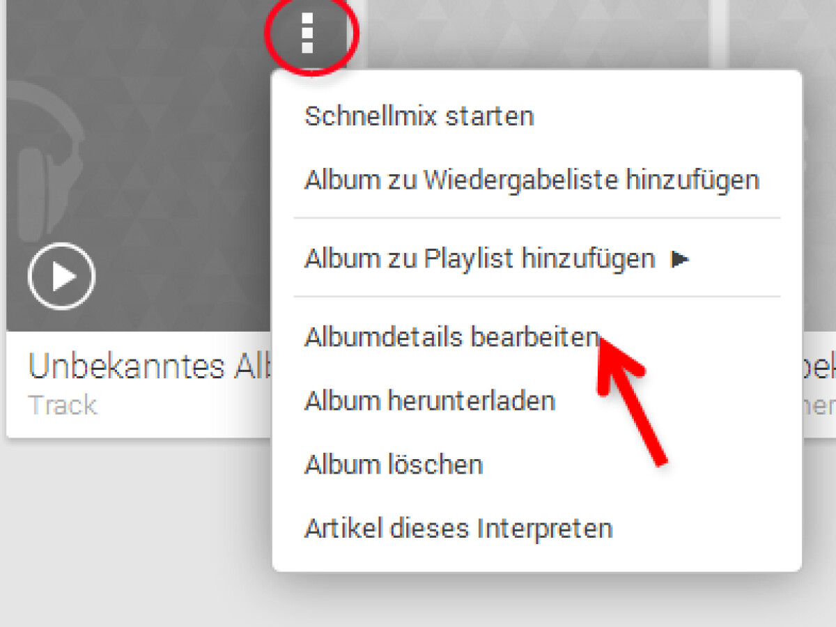 Albumdetails bearbeiten.