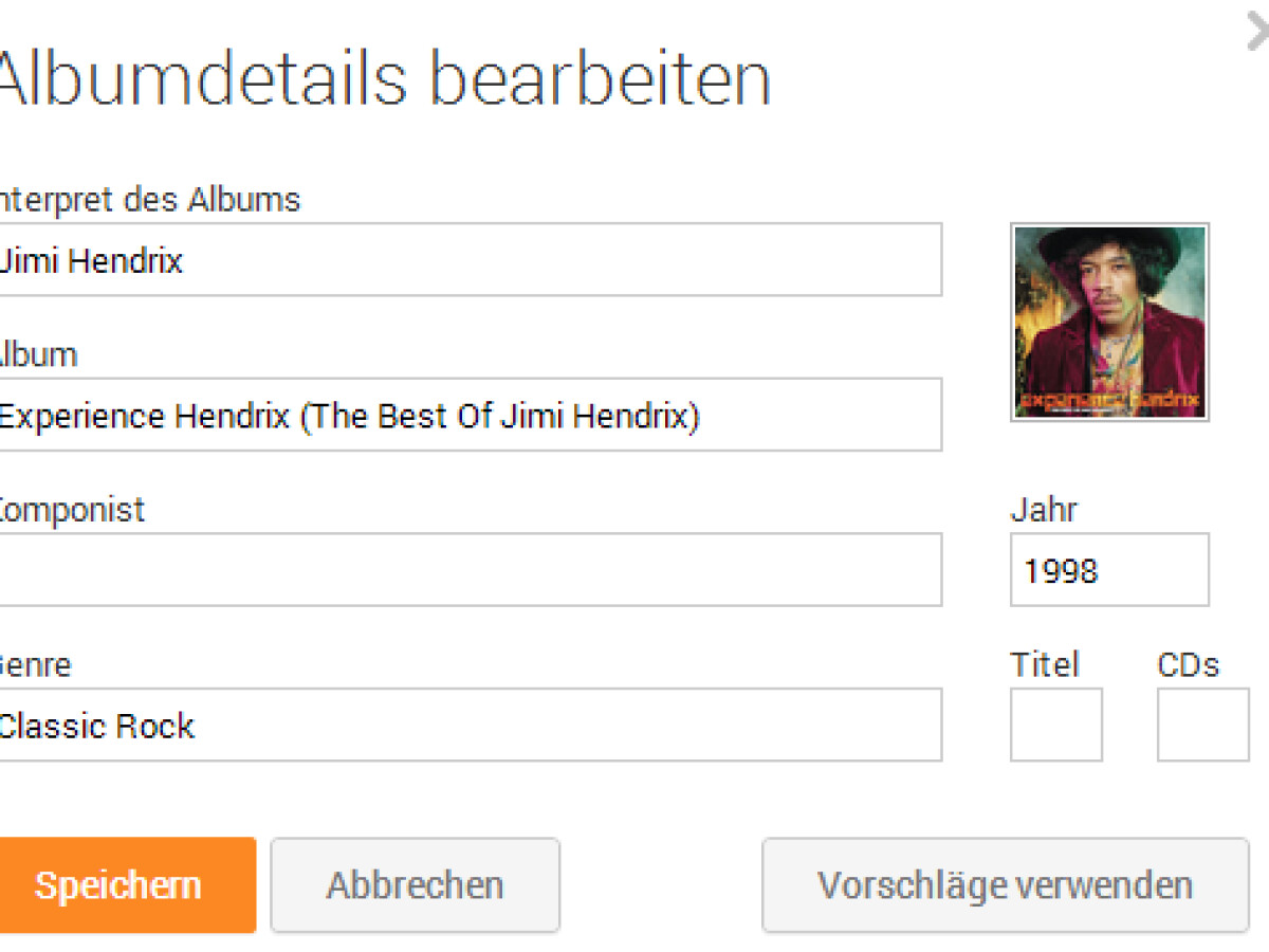 Albuminformationen speichern.