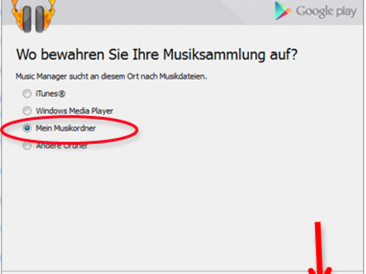 Musik-Speicherort ausw&amp;auml;hlen.