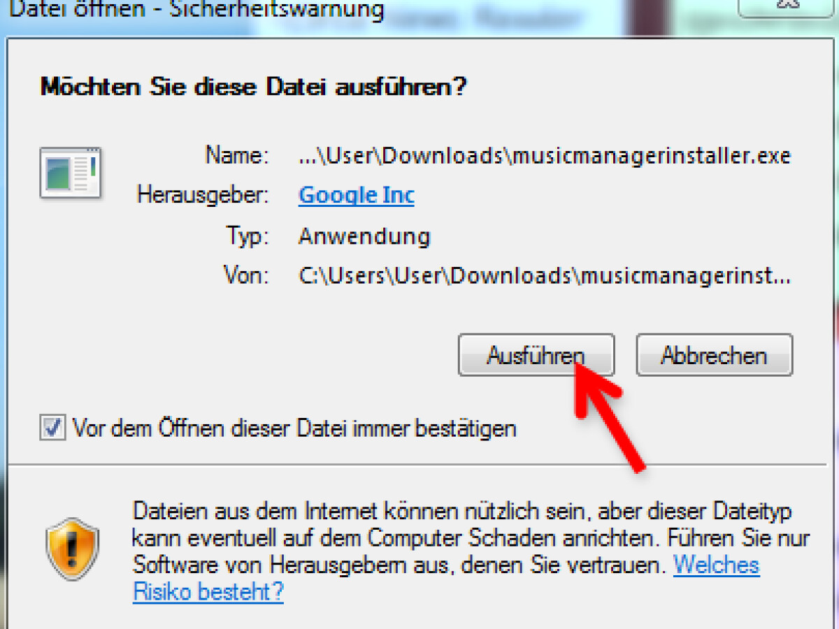 Sicherheitshinweis best&amp;auml;tigen.