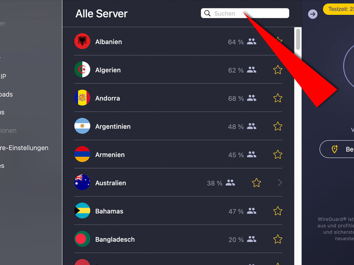 Ici vous pouvez voir l'interface d'un client VPN - dans ce cas Cyberghost.  Pour regarder la Formule 1 sur Servus TV, vous devez maintenant sélectionner l'Autriche comme emplacement.