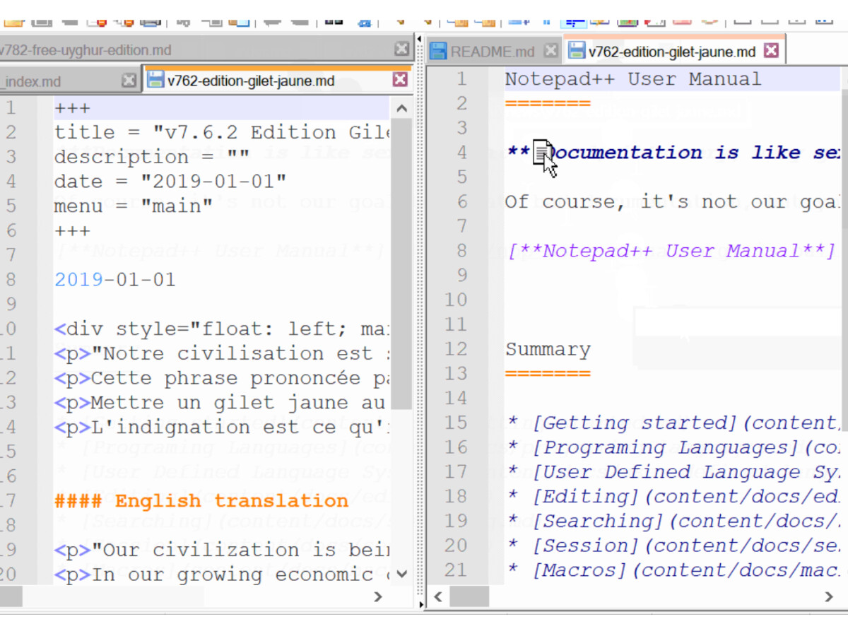 Notepad++ hat jetzt auch "Dual View".