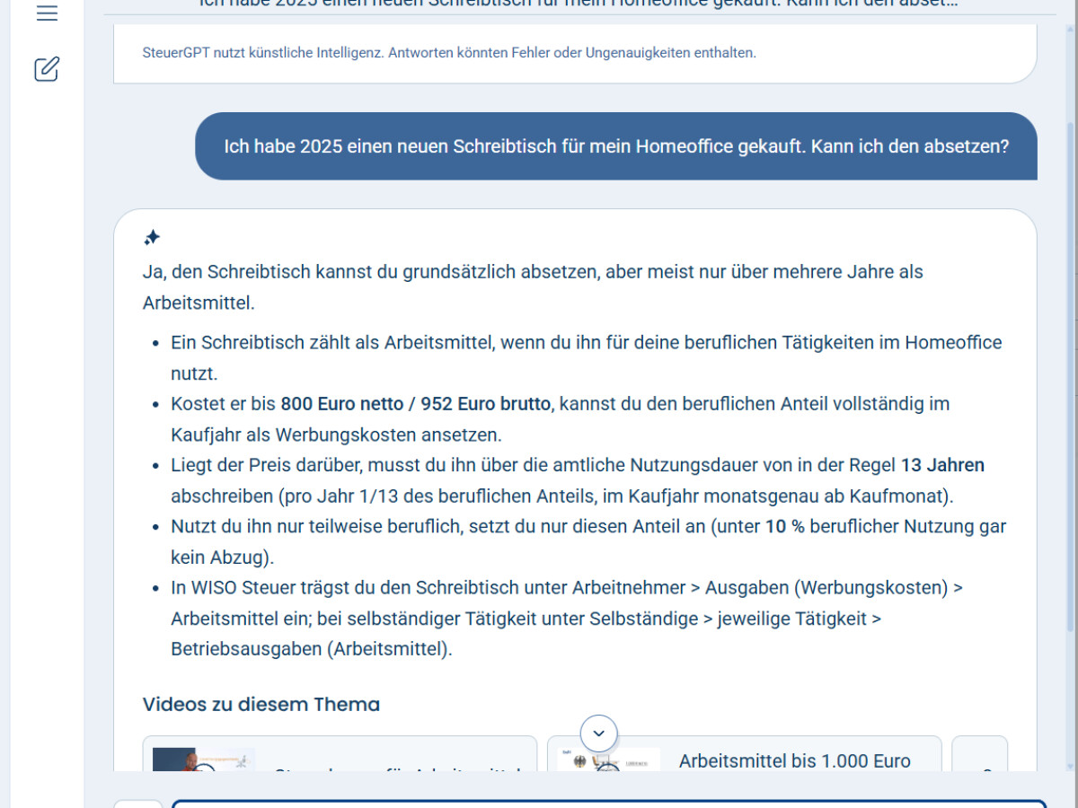 SteuerGPT liefert klare Antworten.