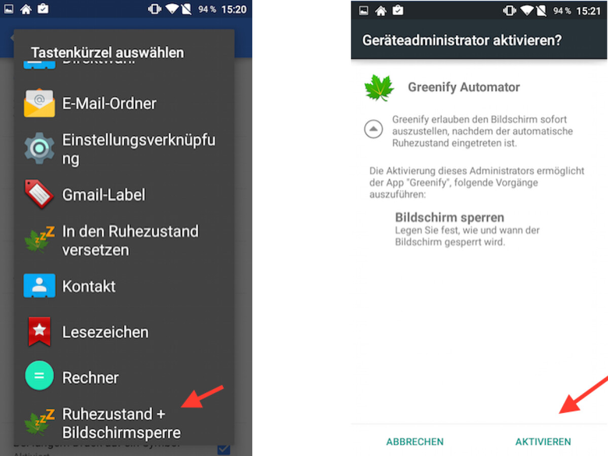 per doppeltipp das android smartphone