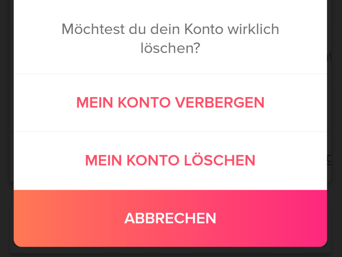 Tinder pausieren sichtbar