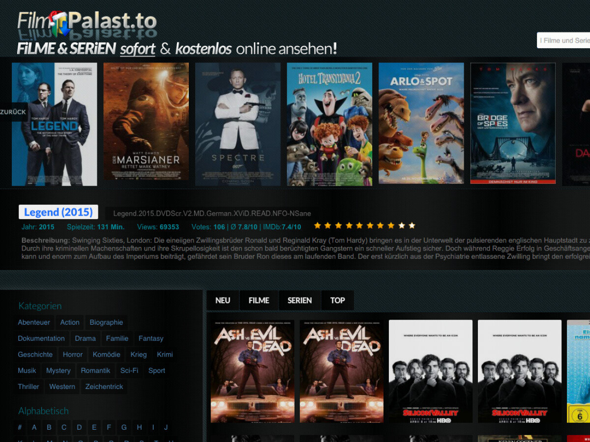 Filmpalast.to - dubioses Streaming-Portal.