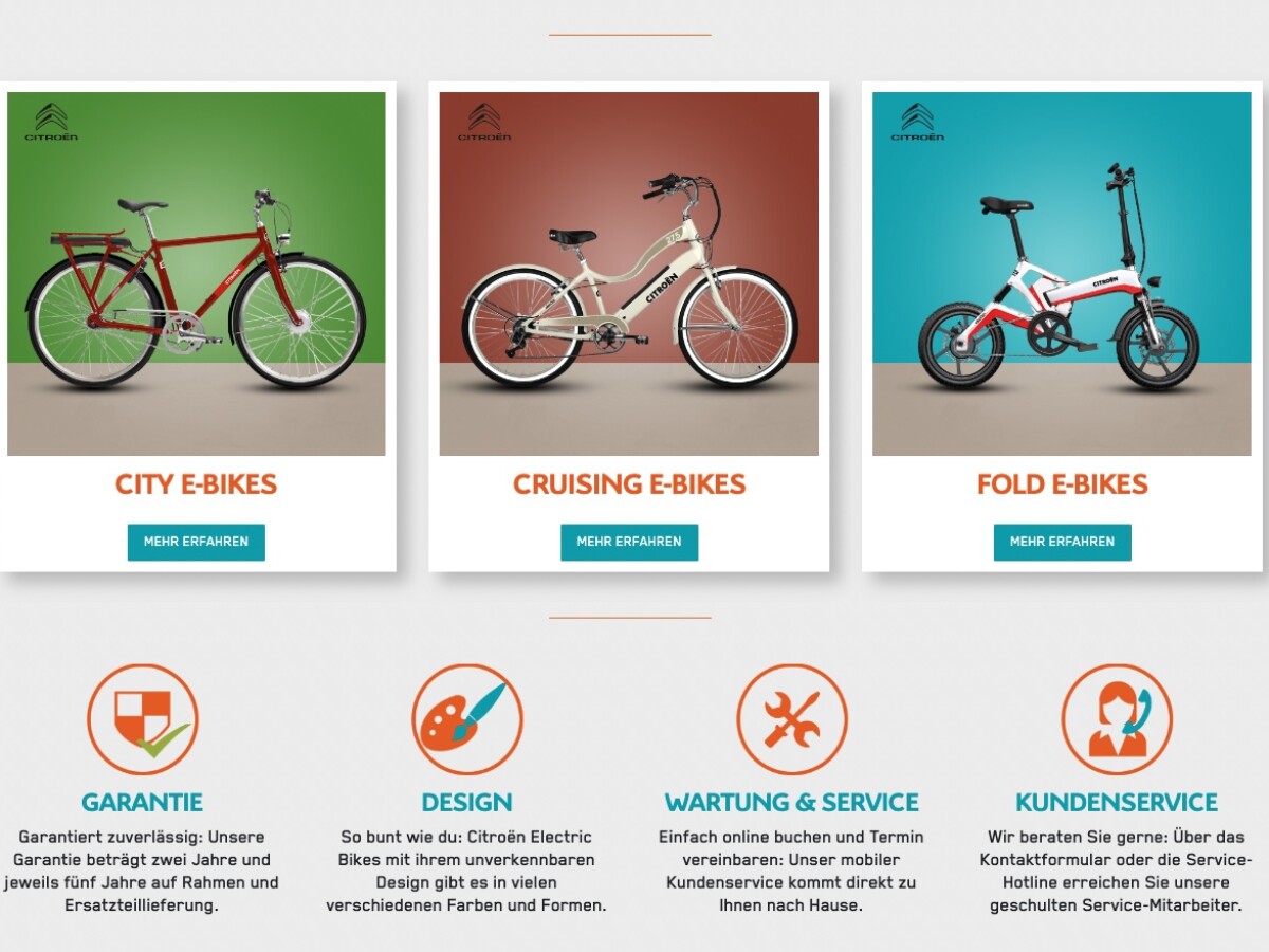 Various Citroen e-bikes are already listed on the website.