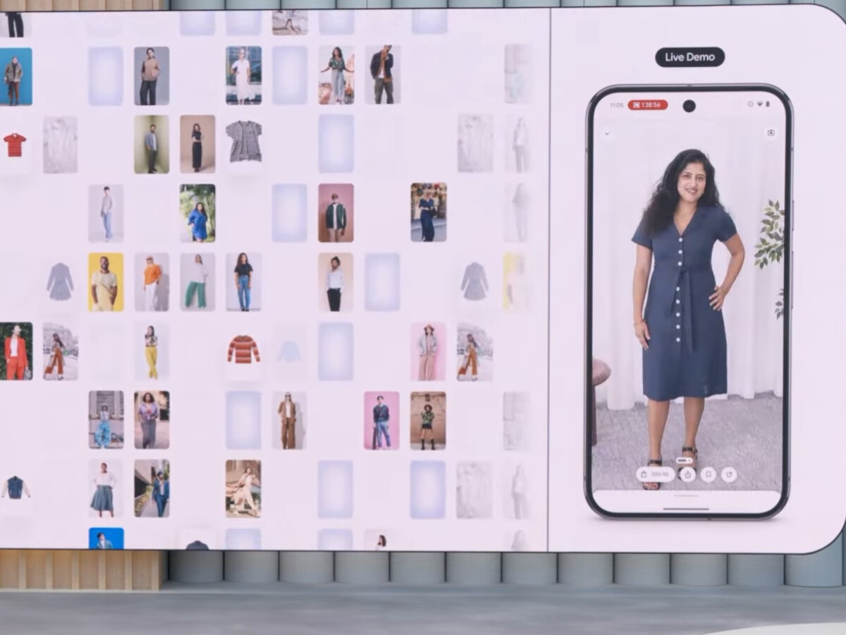 Mit der Funktion "Anprobieren" sollt ihr über die Google-Suche künftig virtuell Kleidung anziehen können.