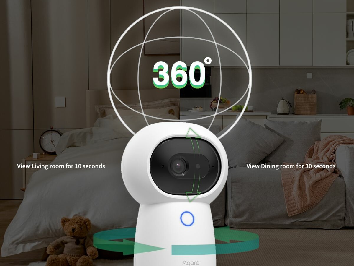 The Aqara Hub G3 can rotate up to 360 degrees and can also capture your pets if you wish.