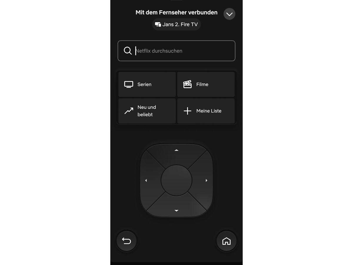 Im Begleitmodus können Sie die App auf Ihrem Smart-TV über die Netflix-App steuern.