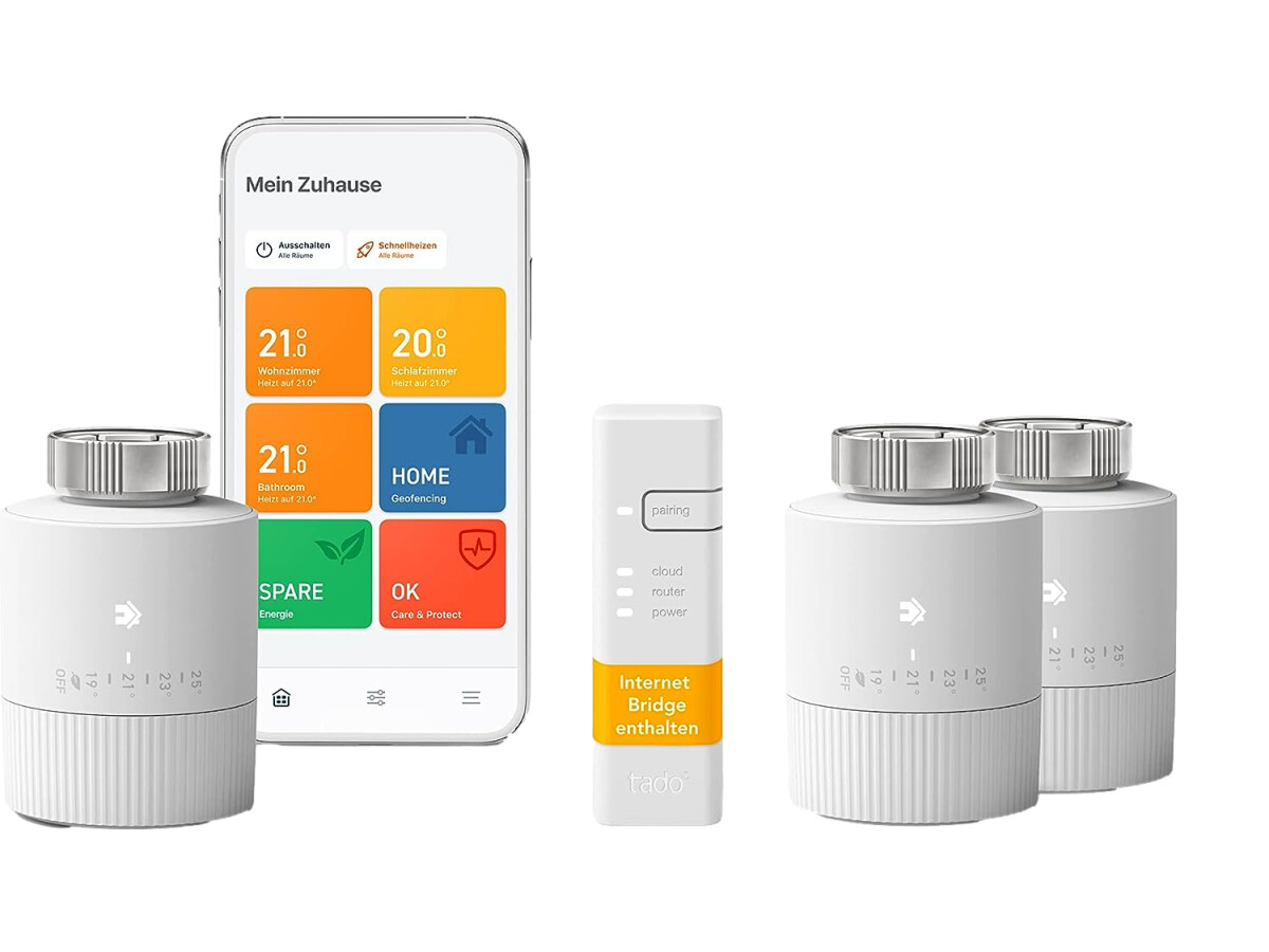 tado° Basic Starter Kit I Thermostat de radiateur intelligent comprenant trois thermostats