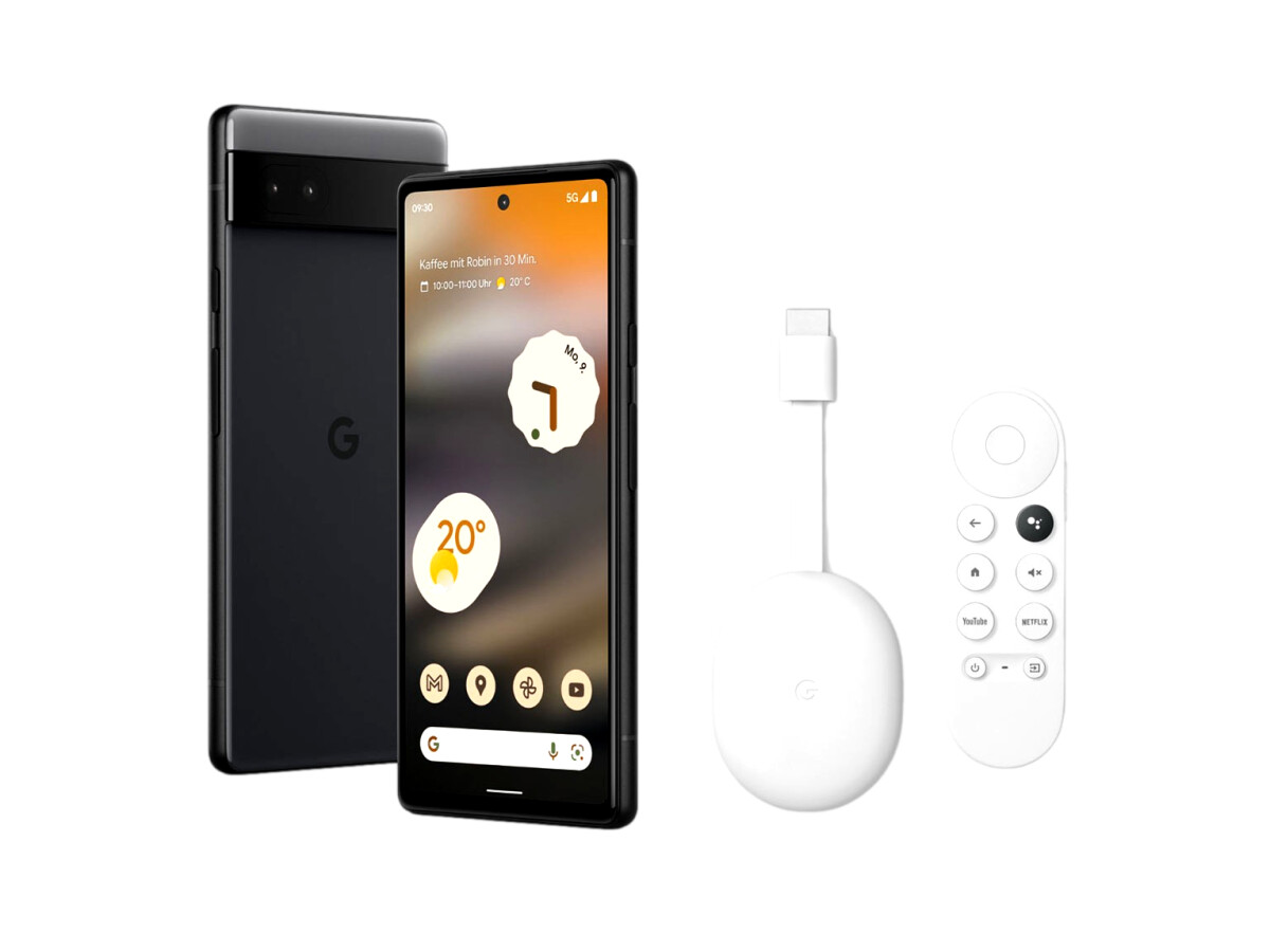 Smartphone Google Pixel 6a + Google Chromecast gratuit avec Google TV (HD)