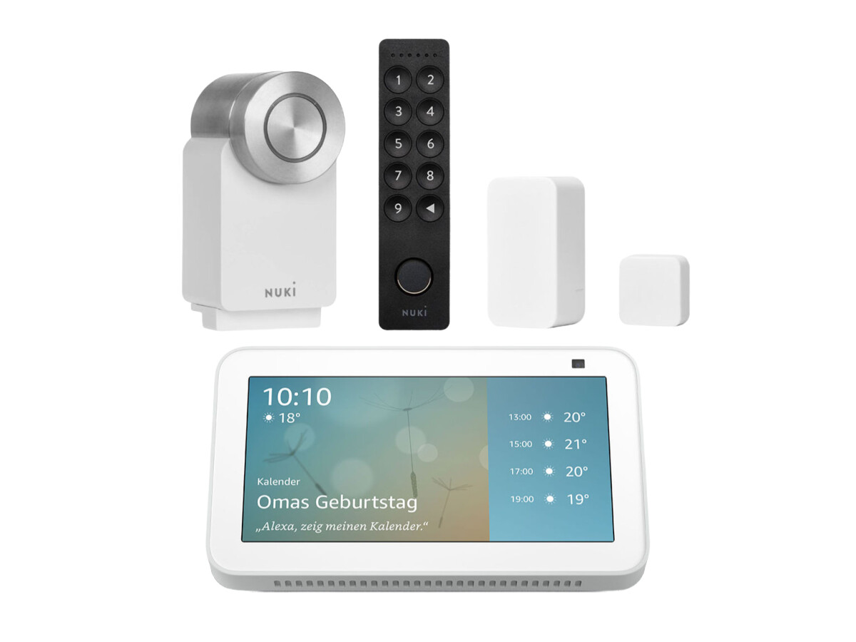 Nuki Smart Lock Pro (4.ª generación) + Teclado 2.0 + Sensor de puerta + Amazon Echo Show 5