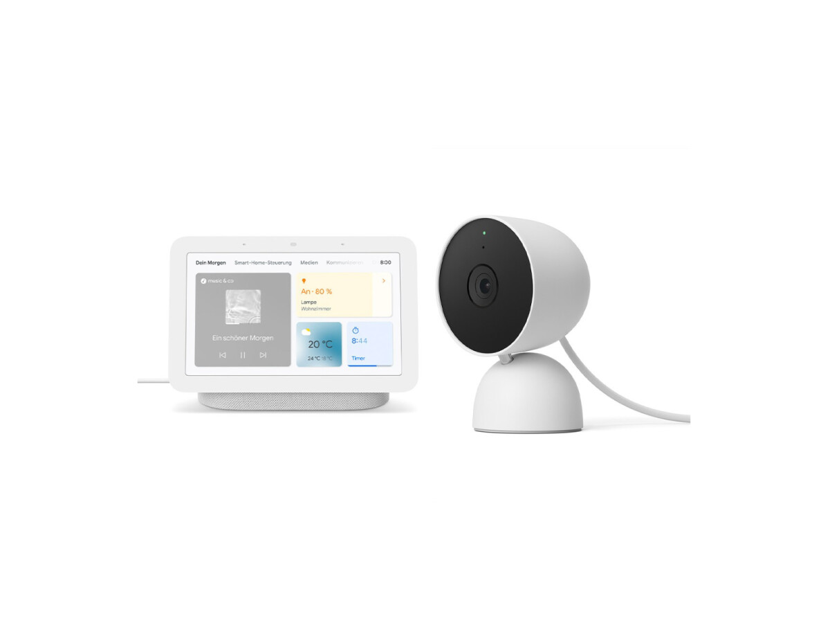 Google Nest Cam (Indoor mit Kabel) + Google Nest Hub (generasi 2)