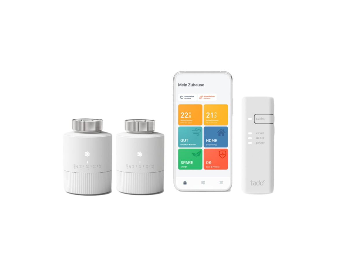 tado° Thermostat de Radiateur Intelligent Kit de Démarrage V3+ Basic avec 2 thermostats et pont