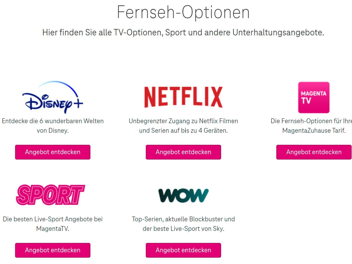 En Telekom puede elegir entre varias opciones de televisión.  Para reactivar su suscripción a MagentaSport, seleccione aquí nuevamente.