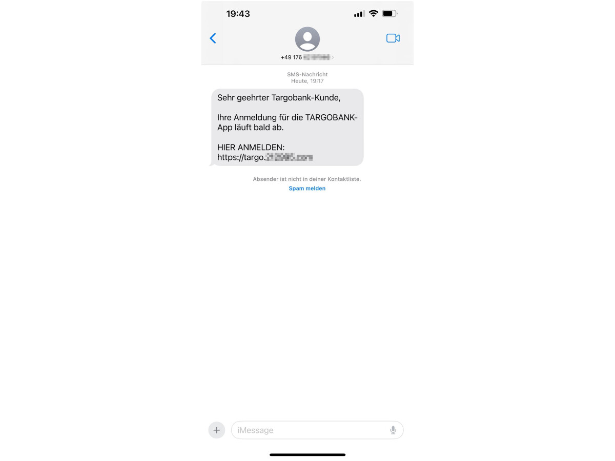 SMS de phishing de Targobank