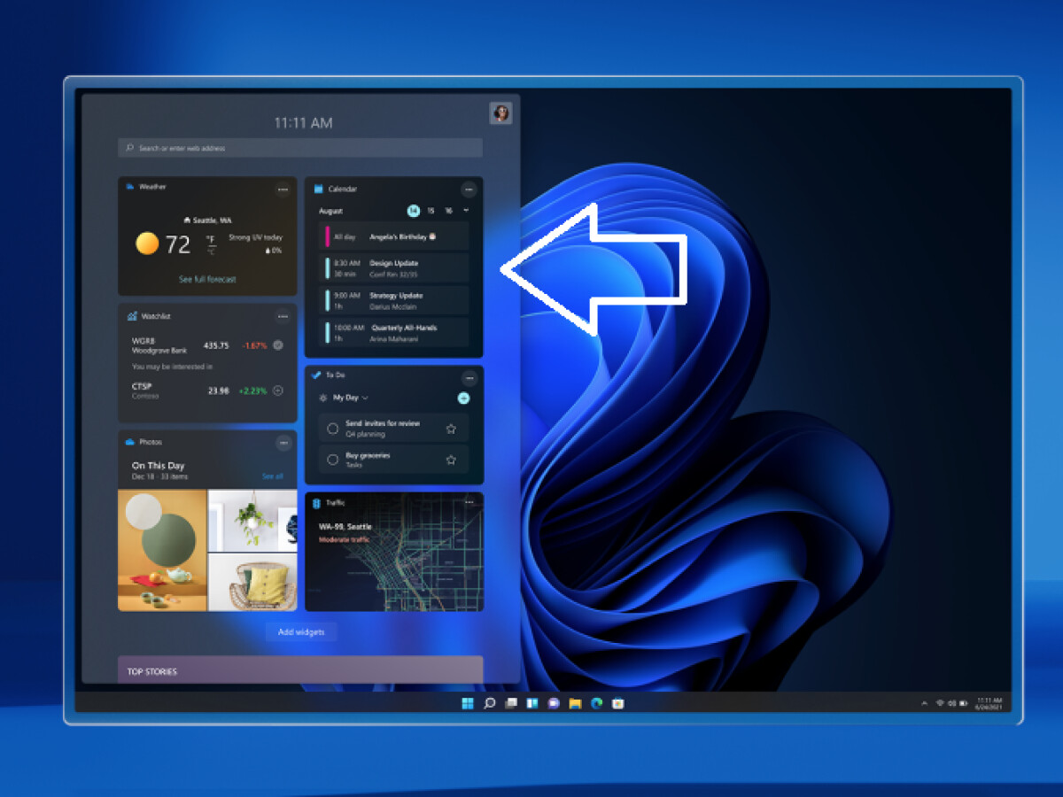 Microsoft verlegt die Terminübersicht aus der Taskleiste in das neue Widget-Menü. 