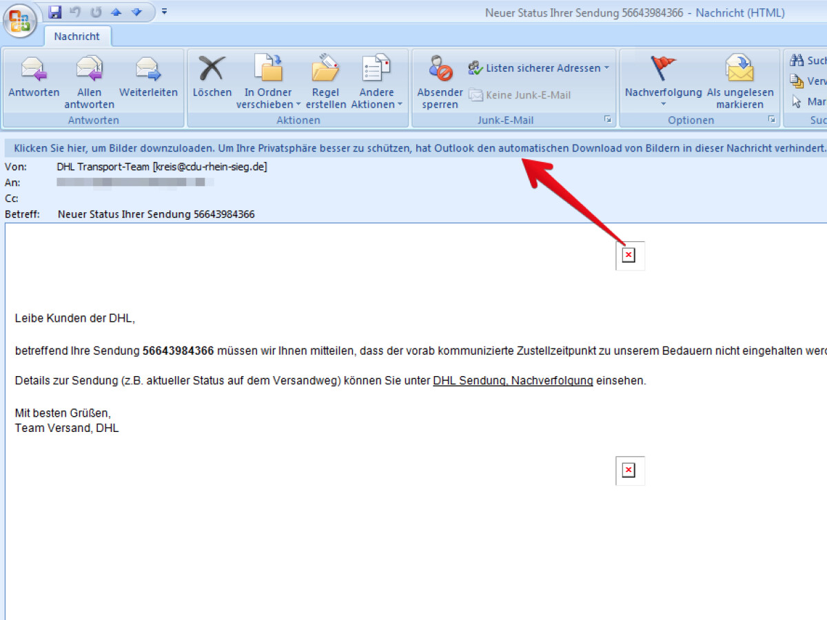 Wie kann ich E Mails sperren Outlook?