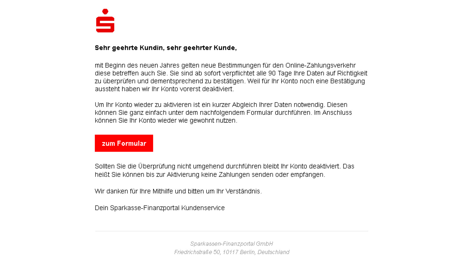 E Mails Der Sparkasse Gibt Es Tatsachlich Neue Bestimmungen