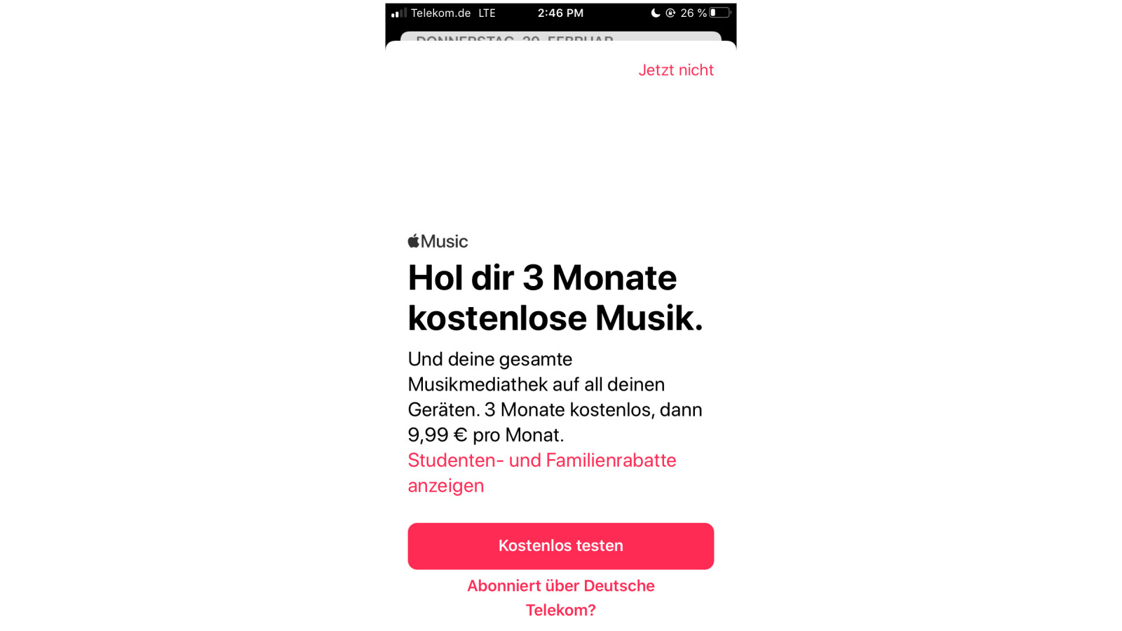 Apple Music vier Monate kostenlos testen 