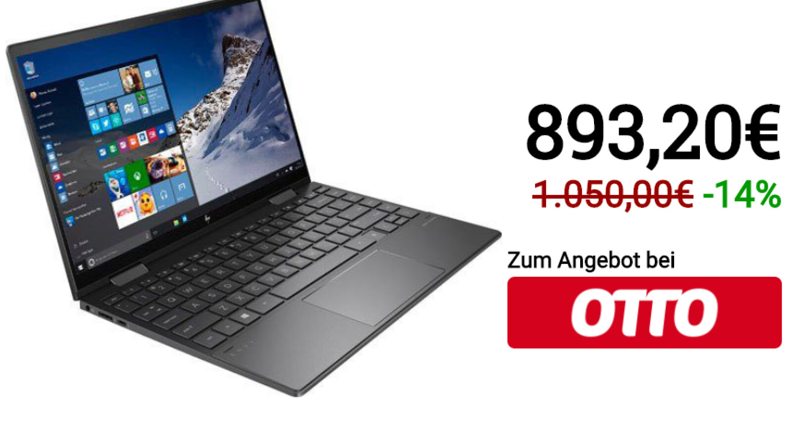 LaptopAngebot bei Otto Leistungsstarkes HPConvertible 150 Euro