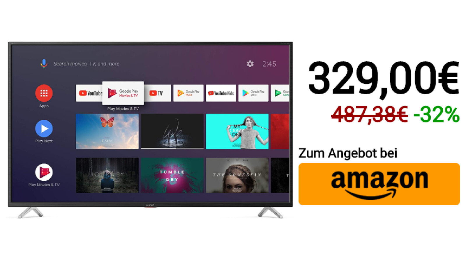 55ZollFernseher für 329 Euro SharpTV am Prime Day bei Amazon im