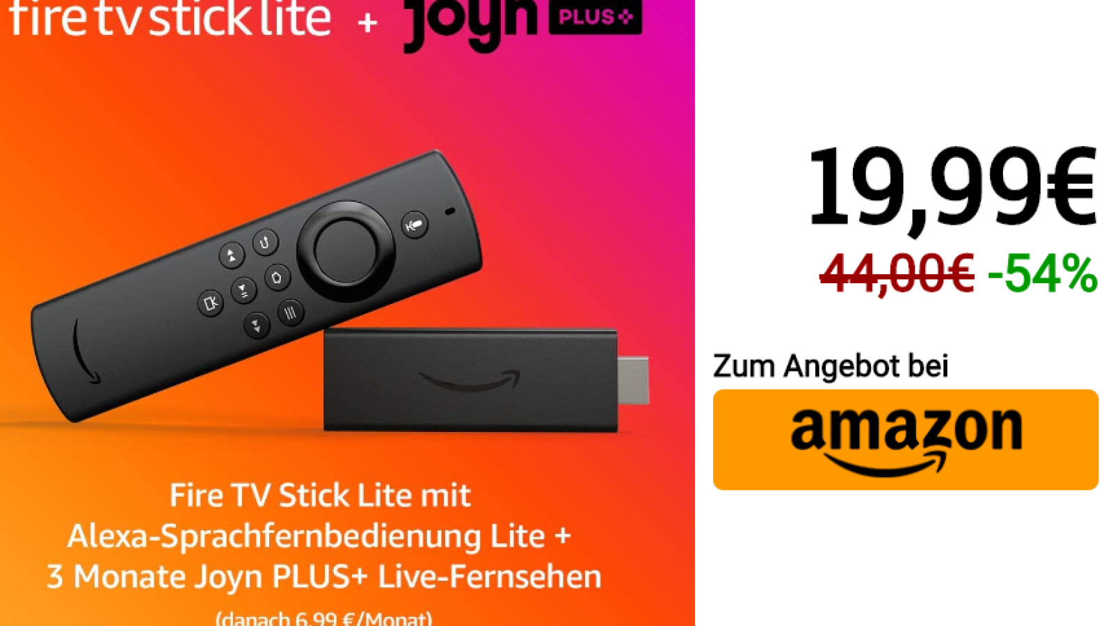 Fire TV Stick: Bei Amazon für nur 20 Euro - drei Monate Joyn Plus+