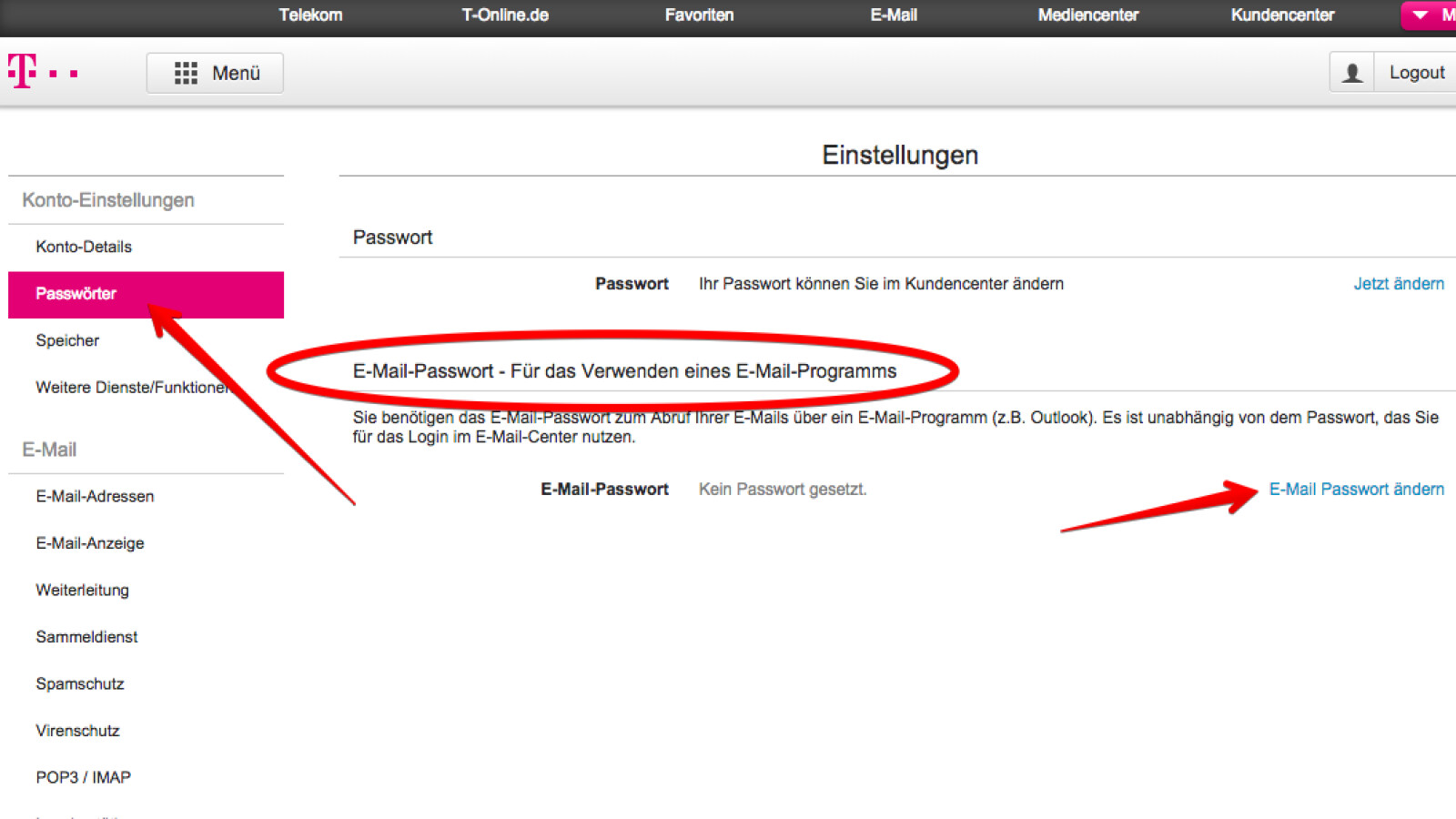 EMailPasswort für EMailAdressen von einrichten NETZWELT