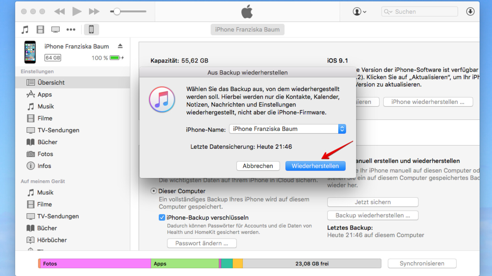 Backup von iPhone über iTunes erstellen | NETZWELT