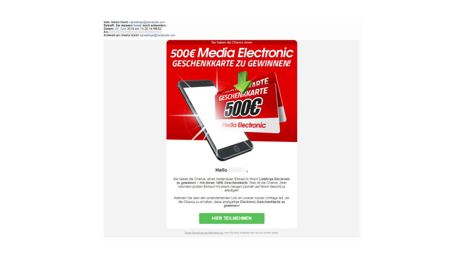 Spam Im Namen Von Media Markt Es Gibt Keinen 500 Euro Gutschein