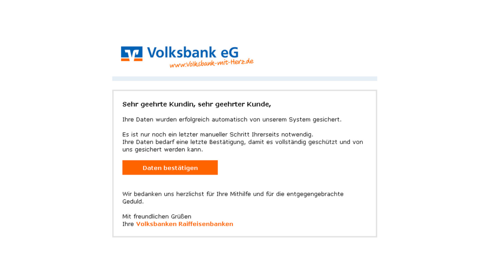 Vorsicht Vor Diesen Phishing-Mails Im Namen Der Volksbank | NETZWELT