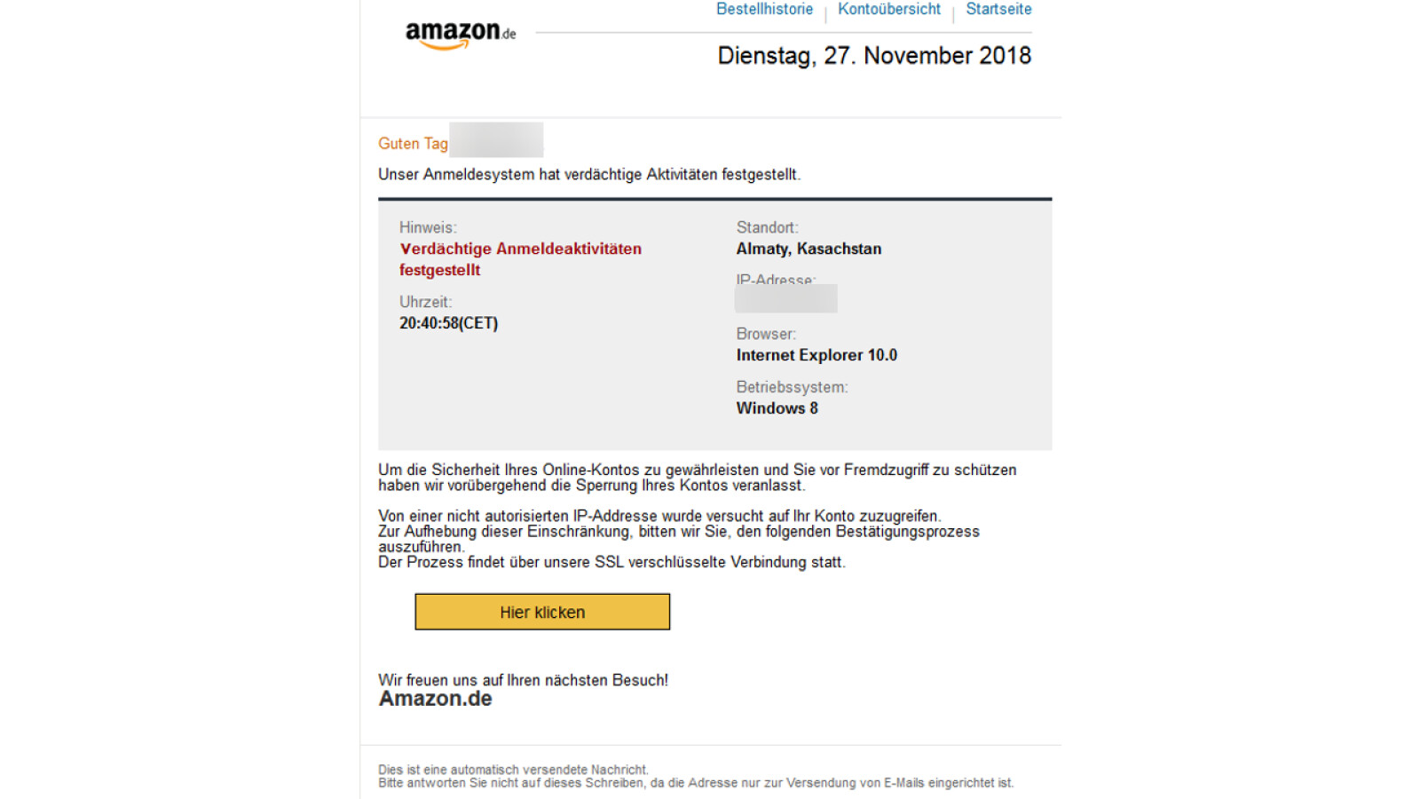 Verschieden Varianten Von Phishing-Mails Im Namen Von Amazon | NETZWELT