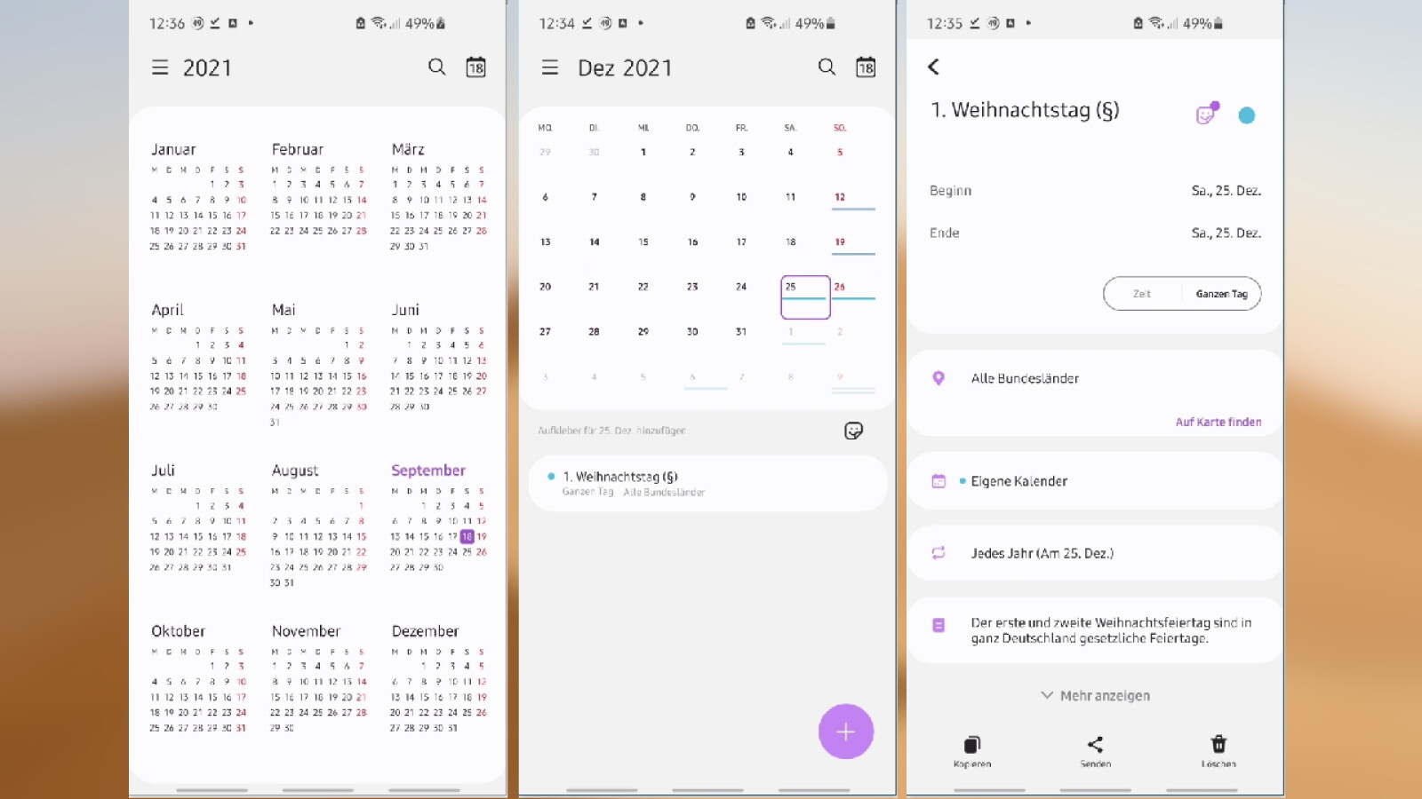 Samsung Kalender So zeigt euer GalaxyHandy Feiertage und Ferien an