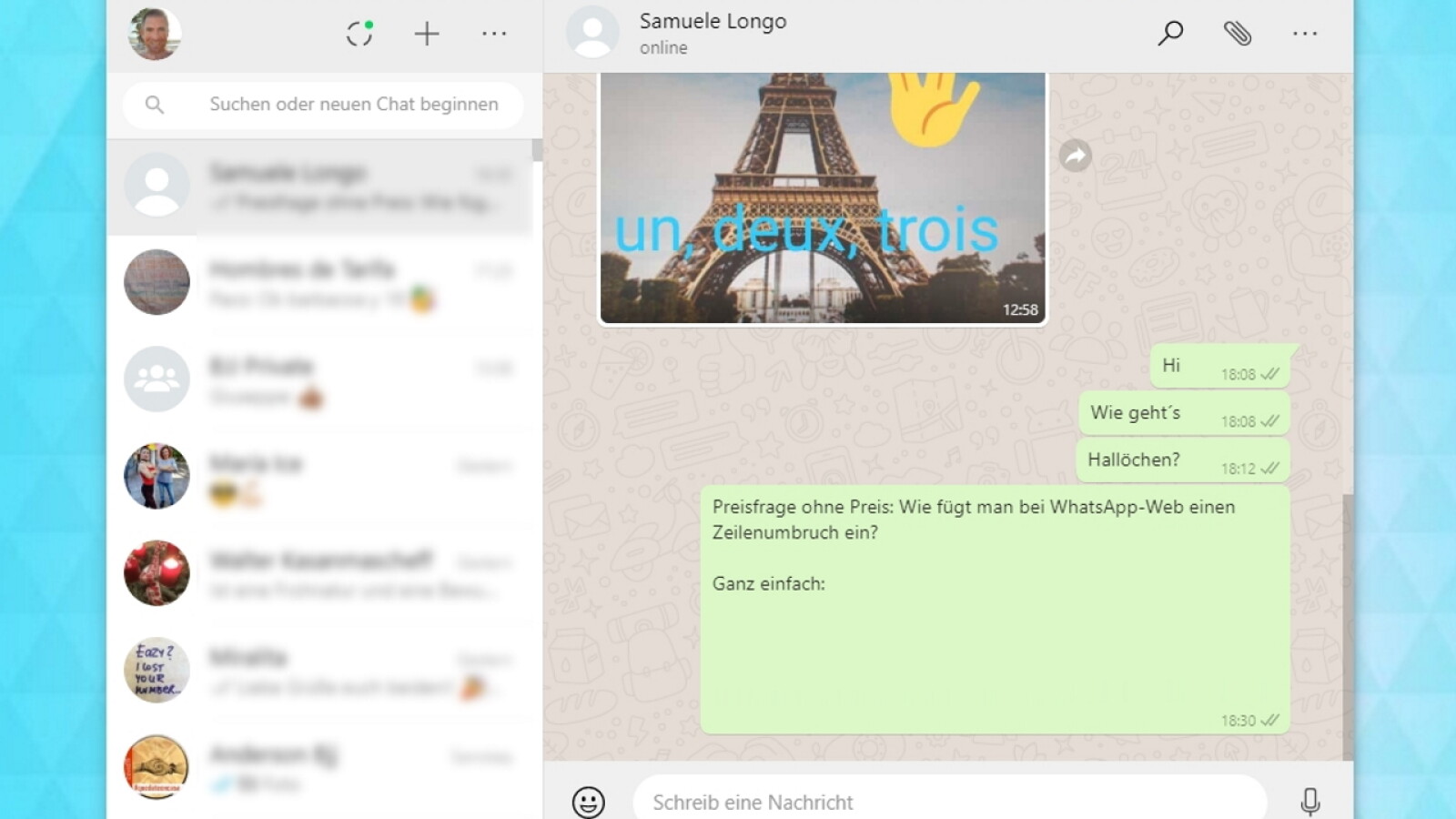 Whatsapp Web So Fugt Ihr Einen Zeilenumbruch Ein Netzwelt