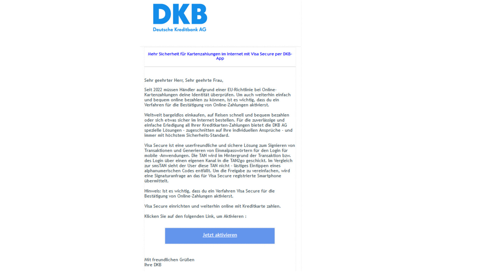 Phishing im Namen der DKB VisaSecureVerfahren als Vorwand für Datenklau NETZWELT